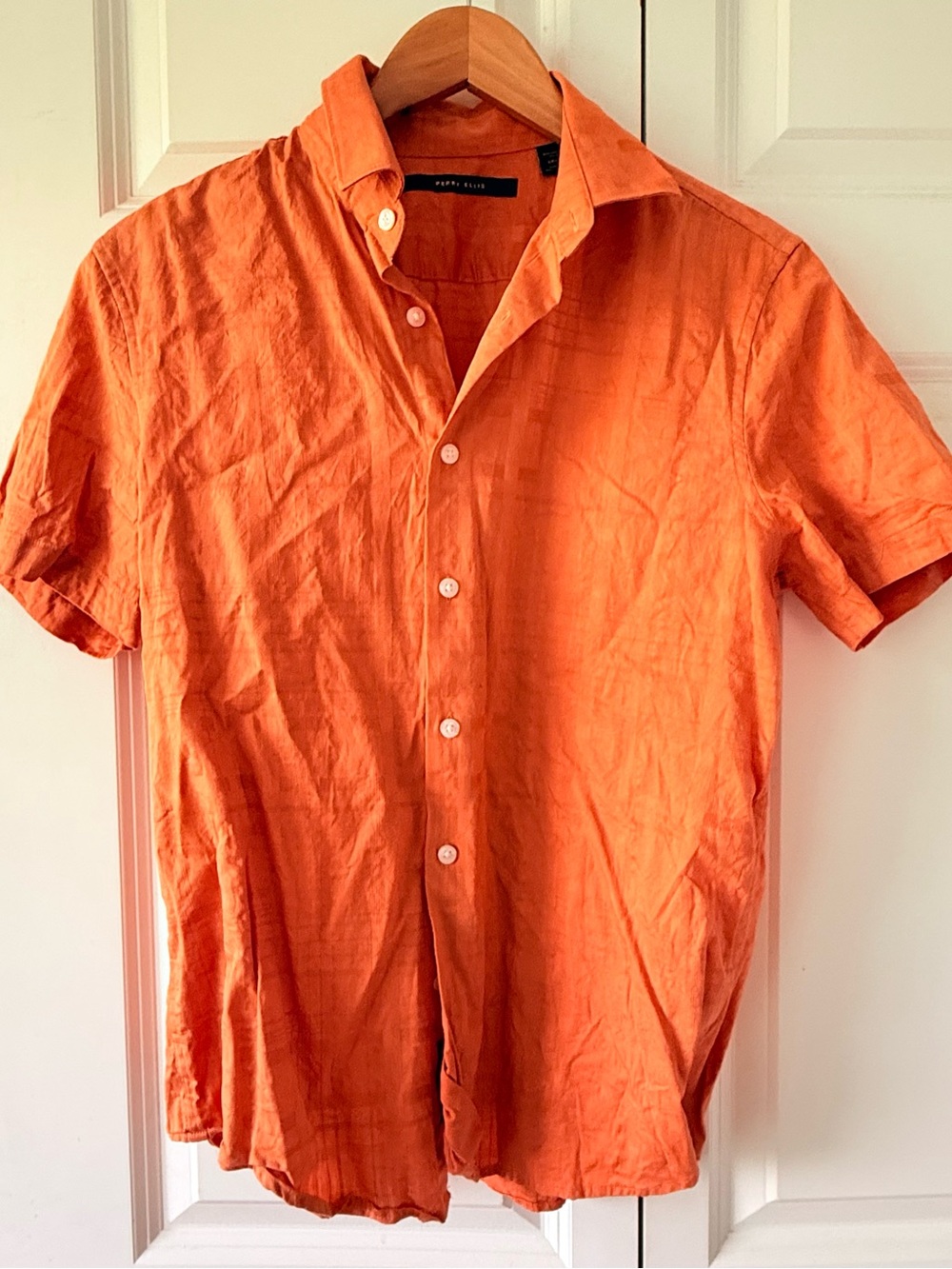 Perry Ellis Orange Short-Sleeve Button-Down Shirt